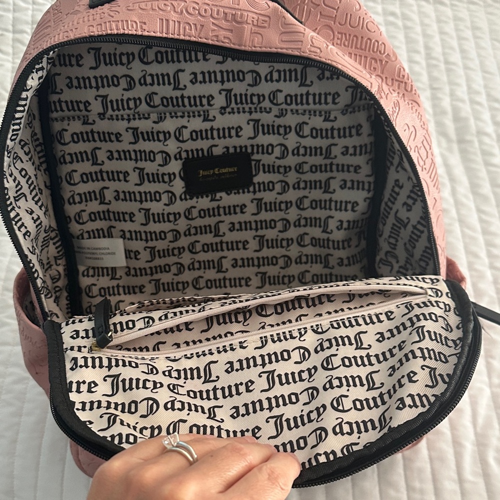 LIKE NEW!! Juicy Couture Embossed Pink Backpack - Picture 4 of 9